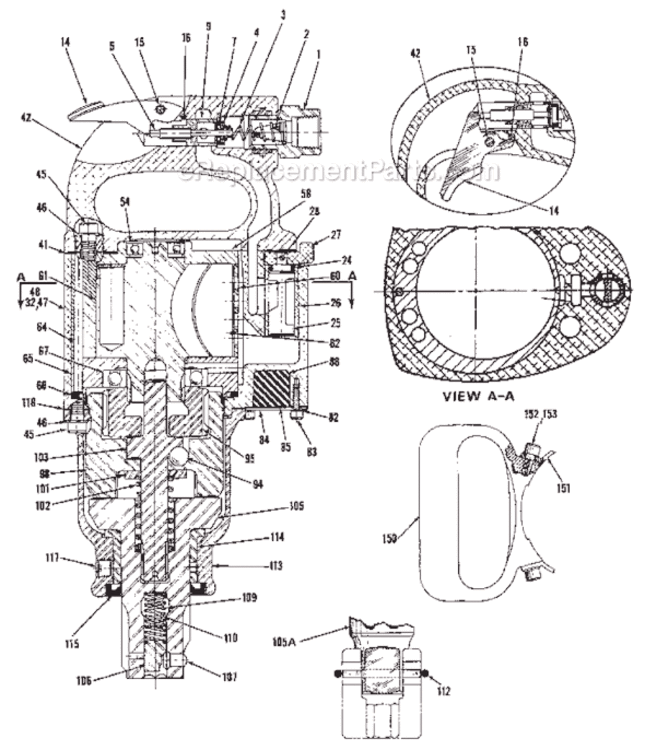 Page A Diagram and Parts List for CP0611 T022581 Chicago Pneumatic Wrench